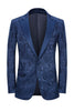Load image into Gallery viewer, Peak Lapel Blue Jacquard Men&#39;s Prom Suits