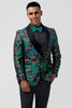 Load image into Gallery viewer, Green Shawl Lapel Jacquard Floral Men&#39;s Blazer