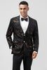 Load image into Gallery viewer, Notched Lapel Dark Brown Jacquard Single Breasted Men&#39;s Blazer