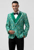 Load image into Gallery viewer, Green Peak Lapel Jacquard One Button 3 Pieces Men&#39;s Prom Suits