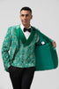 Load image into Gallery viewer, Green Peak Lapel Jacquard One Button 3 Pieces Men&#39;s Prom Suits