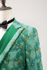 Load image into Gallery viewer, Green Peak Lapel  3 Piece Jacquard One Button Men&#39;s Prom Suits