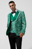 Load image into Gallery viewer, Green Peak Lapel Jacquard One Button 3 Pieces Men&#39;s Prom Suits