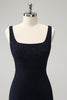 Load image into Gallery viewer, Sparkly Dark Blue Square Neck Bodycon Short Graduation Dress With Slit