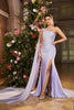 Load image into Gallery viewer, Mermaid Lilac One Shoulder Beaded Long Prom Dress with Slit