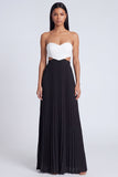 A-Line Pink and Orange Sweetheart Pleated Maxi Dress