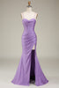 Load image into Gallery viewer, Sparkly Satin Spaghetti Straps Lilac Corset Prom Dress