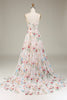 Load image into Gallery viewer, Tulle Strapless Sweep Train Ivory Long Wedding Dress with Embroidery
