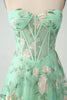 Load image into Gallery viewer, Light Green A-Line Strapless Corset Prom Dress with Embroider