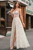 Load image into Gallery viewer, Light Green A-Line Strapless Corset Prom Dress with Embroider