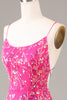 Load image into Gallery viewer, Hot Pink Sequins &amp; Beaded Mermaid Prom Dress with Backless
