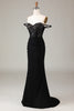 Load image into Gallery viewer, Off the Shoulder Black Sparkly Mermaid Prom Dress