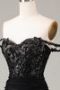 Load image into Gallery viewer, Off the Shoulder Black Sparkly Mermaid Prom Dress