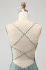 Load image into Gallery viewer, Green Bodycon Beaded Short Graduation Dress with Criss Cross Back