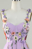 Load image into Gallery viewer, Lavender Spaghetti Straps Prom Dress With 3D Flowers