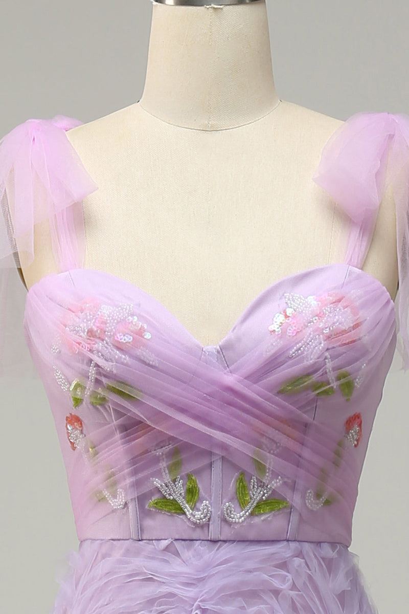 Load image into Gallery viewer, Purple A-Line Prom Dress With Embroidery