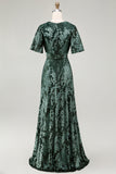 Burnout Velvet Dark Green Mother of Bride Dress