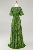 Burnout Velvet Dark Green Mother of Bride Dress