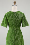 Burnout Velvet Dark Green Mother of Bride Dress