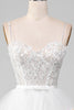 Load image into Gallery viewer, White A-Line Sparkly Sequin Ruffle Skirt Corset Prom Dress With Slit