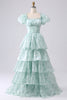 Load image into Gallery viewer, Organza Light Blue Corset Tiered Prom Dress