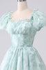 Load image into Gallery viewer, Green A Line Square Neck Tiered Prom Dress with Ruffles