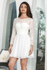 Load image into Gallery viewer, White Bateau Long Sleeves Backless Short Graduation Dress