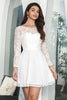 Load image into Gallery viewer, White Bateau Long Sleeves Backless Short Graduation Dress