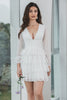 Load image into Gallery viewer, White A-Line Short Tiered Graduation Dress