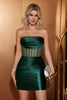 Load image into Gallery viewer, Dark Green Bodycon Corset Strapless Satin Short Graduation Dress
