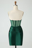 Load image into Gallery viewer, Dark Green Corset Strapless Bodycon Short Graduation Dress