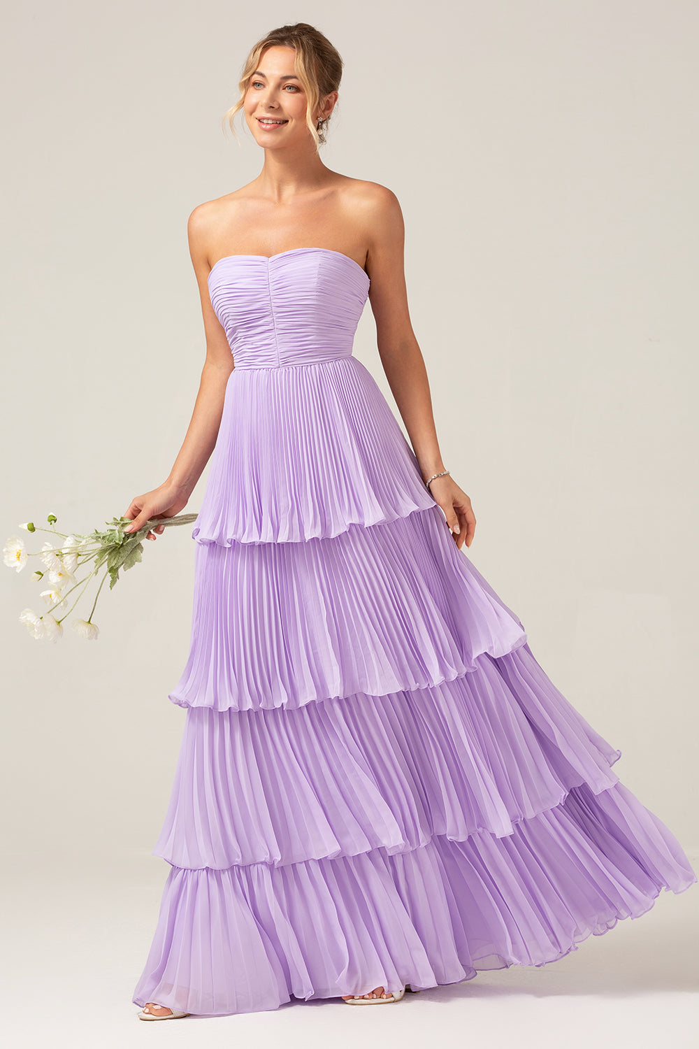 ZAPAKA Women A-Line Sweetheart Lilac Tiered Floor Length Chiffon Bridesmaid Dress with Pleated ZAPAKA UK ZAPAKA Women A-Line Sweetheart Lilac Tiered Floor Length Chiffon Bridesmaid Dress with Pleated ZAPAKA UK