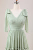 Load image into Gallery viewer, Dusty Sage A Line Chiffon Bridesmaid Dress with Ruffles