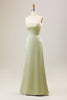 Load image into Gallery viewer, Dusty Sage A Line Strapless Satin Long Bridesmaid Dress