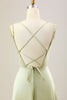 Load image into Gallery viewer, Dusty Sage A Line Spaghetti Straps Long Satin Bridesmaid Dress