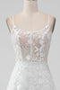 Load image into Gallery viewer, Ivory A Line Spaghetti Straps Applique Lace Corset Wedding Dress with Slit