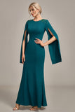 Dark Green Mermaid Beaded Round Neck Long Choir Dress