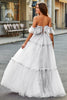 Load image into Gallery viewer, Ivory A-Line Off the Shoulder Tulle Wedding Dress