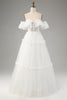 Load image into Gallery viewer, Ivory A-Line Off the Shoulder Tulle Wedding Dress