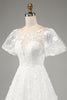 Load image into Gallery viewer, Ivory A-Line Puff Sleeves Wedding Dress with Appliques