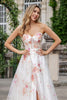 Load image into Gallery viewer, Ivory Flower A Line Sweetheart Embroidered Corset Long Prom Dress with Slit