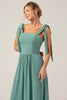 Load image into Gallery viewer, A Line Eucalyptus Chiffon Long Bridesmaid Dress with Pleated