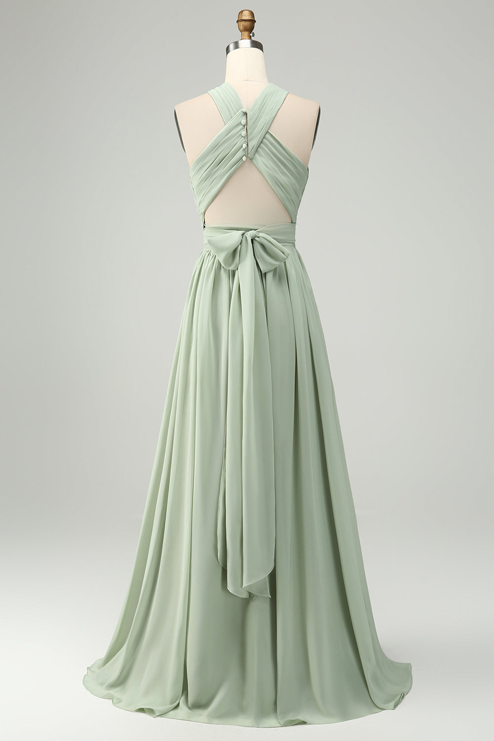 ZAPAKA Women Halter Chiffon Sage Green Bridesmaid Dress with Slit A Line Wedding Party Dress ZAPAKA UK ZAPAKA Women Halter Chiffon Sage Green Bridesmaid Dress with Slit A Line Wedding Party Dress ZAPAKA UK