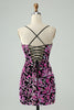 Load image into Gallery viewer, Sparkly Fuchsia Bodycon Spaghetti Straps Sequins Short Graduation Dress