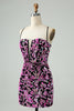 Load image into Gallery viewer, Sparkly Fuchsia Bodycon Spaghetti Straps Sequins Short Graduation Dress