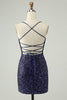 Load image into Gallery viewer, Sparkly Navy Sequins Tight Short Graduation Dress With Fringes