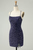 Load image into Gallery viewer, Sparkly Navy Sequins Tight Short Graduation Dress With Fringes