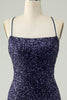 Load image into Gallery viewer, Sparkly Navy Sequins Tight Short Graduation Dress With Fringes