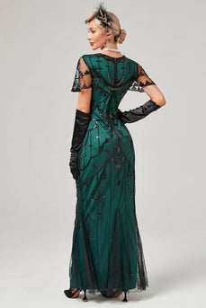 Dark Green Sequins Long 1920s Dress