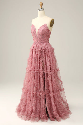 Purple Sweetheart Printed A-Line Prom Dress